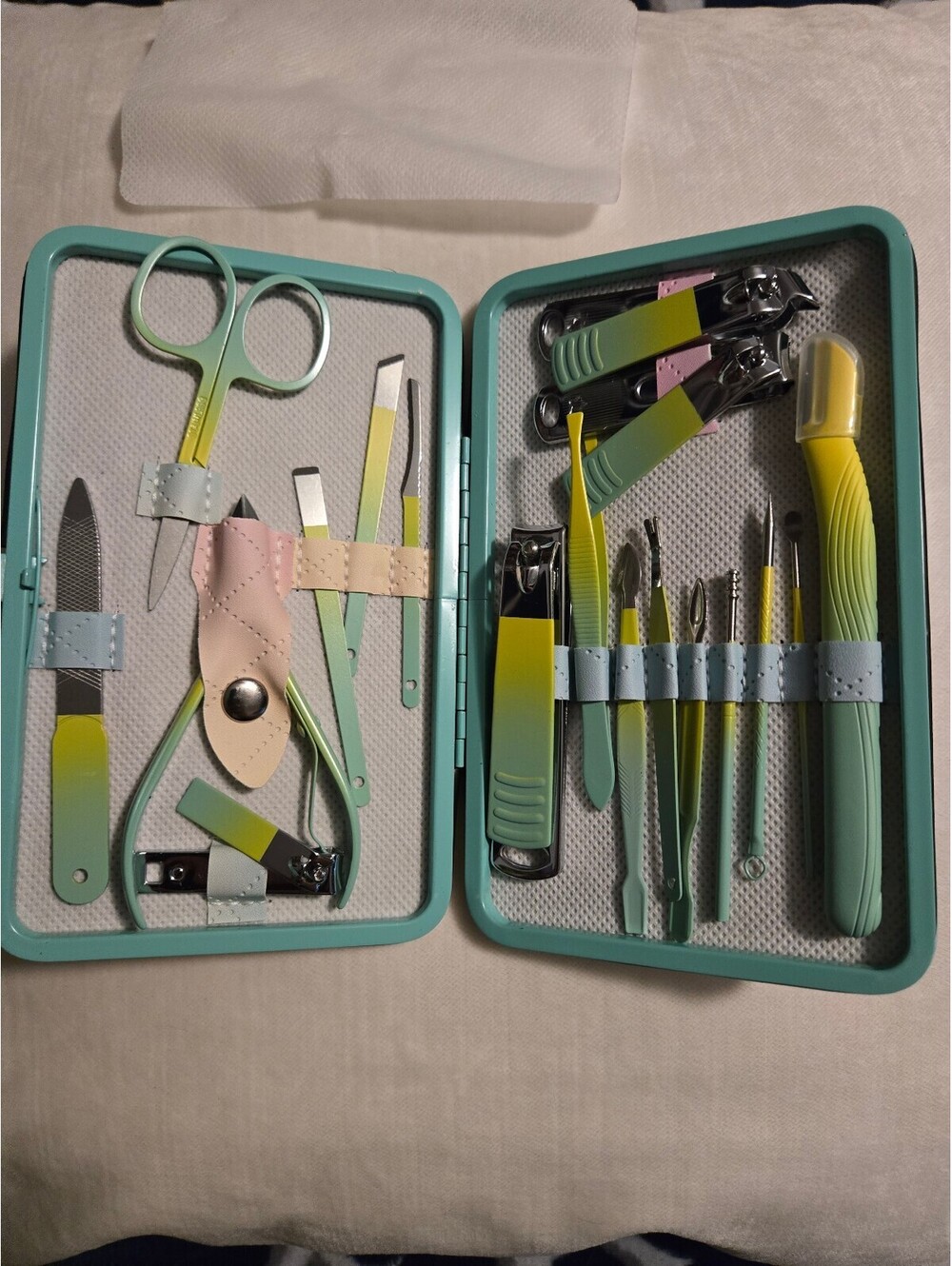 Nail Care Kit with 12 Tools in snap hard case